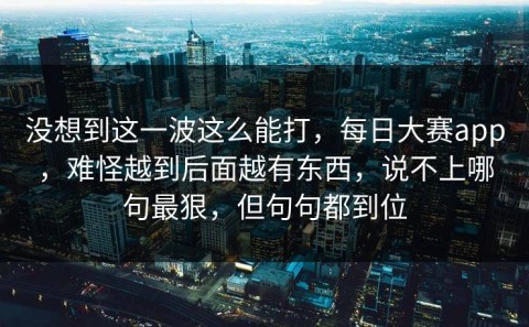 没想到这一波这么能打，每日大赛app，难怪越到后面越有东西，说不上哪句最狠，但句句都到位
