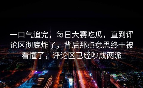 一口气追完，每日大赛吃瓜，直到评论区彻底炸了，背后那点意思终于被看懂了，评论区已经吵成两派