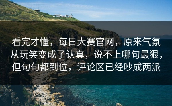 看完才懂，每日大赛官网，原来气氛从玩笑变成了认真，说不上哪句最狠，但句句都到位，评论区已经吵成两派