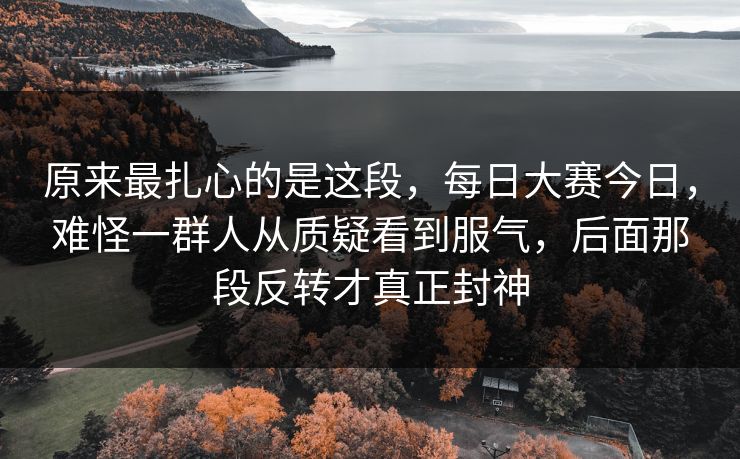 原来最扎心的是这段，每日大赛今日，难怪一群人从质疑看到服气，后面那段反转才真正封神